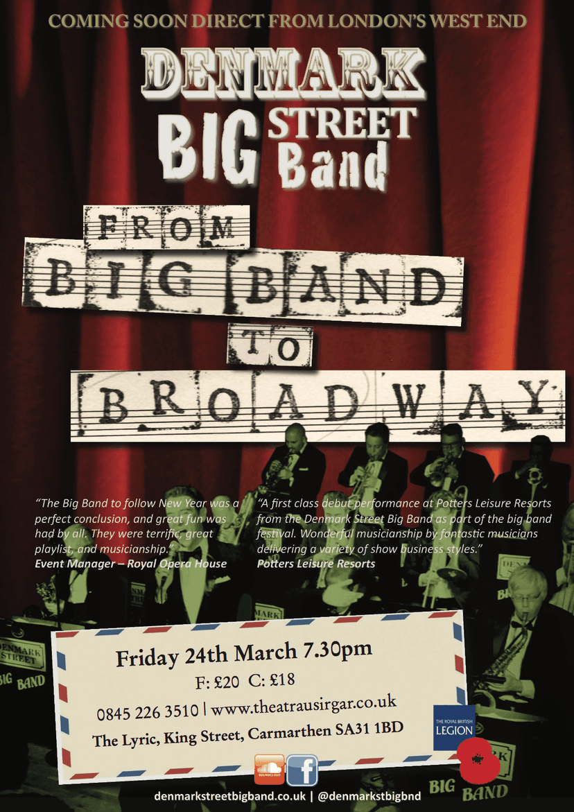 From Big Band to Broadway @ Carmarthen poster